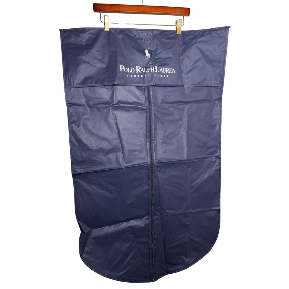 Polo Ralph Lauren Navy Blue Garment Bag Suit Cover Travel Bag Logo Quiet Luxury